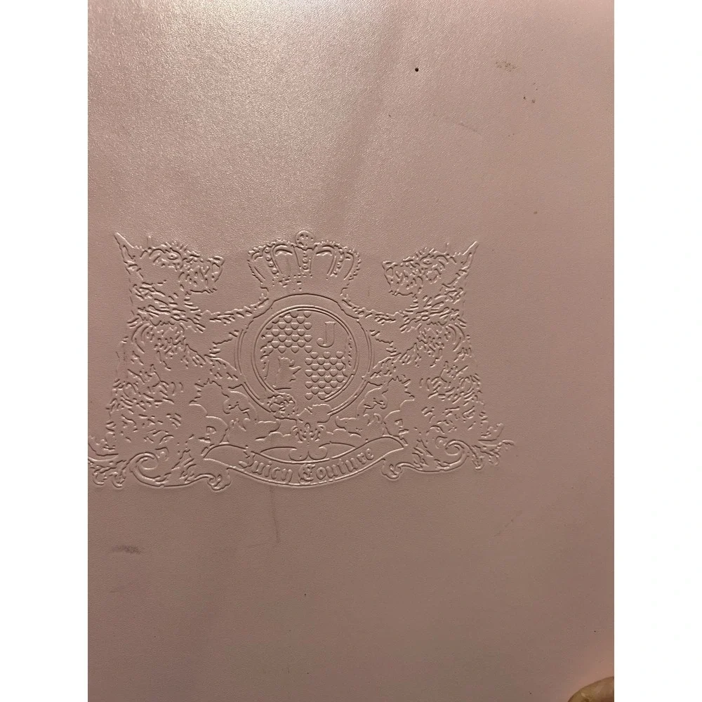 Rare vintage Juicy Couture Pink Faux Leather Lidded‎ Storage Box Crest Design
